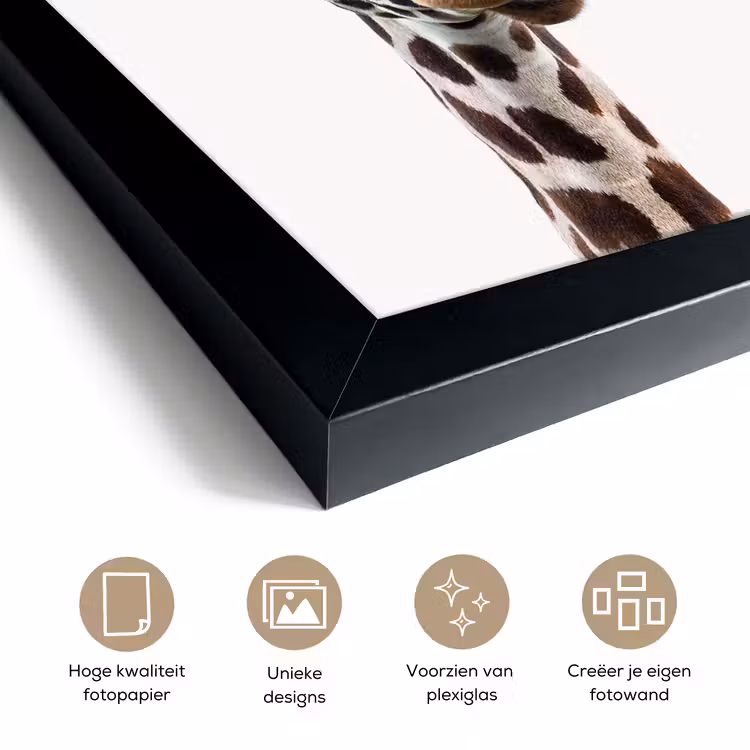 Poster met lijst - Jongens - Giraffe - Dieren - Kop - Portret - Kind - Meisjes — 6