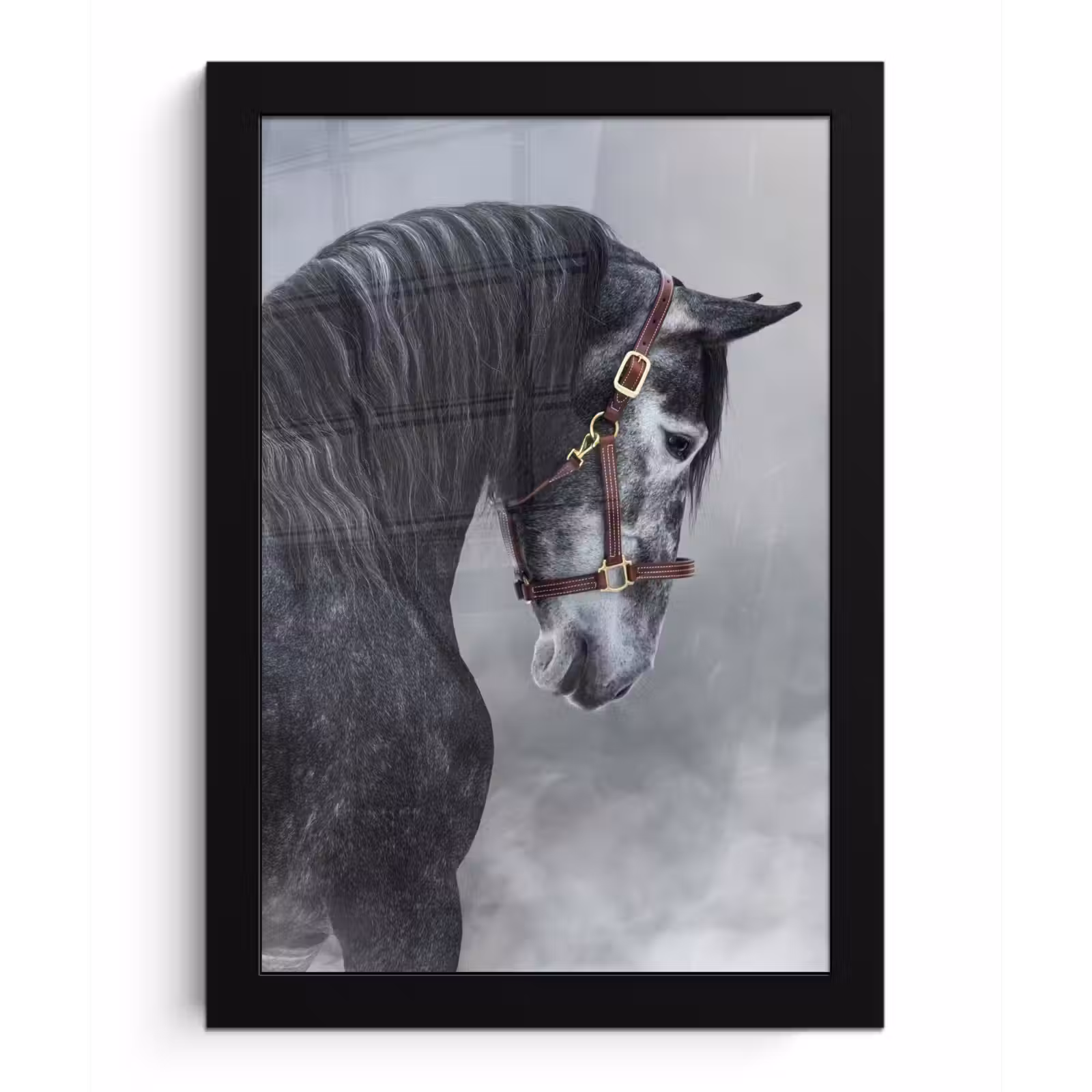 Poster met lijst - Paard - Grijs - Bruin - Dieren - Rook — 1