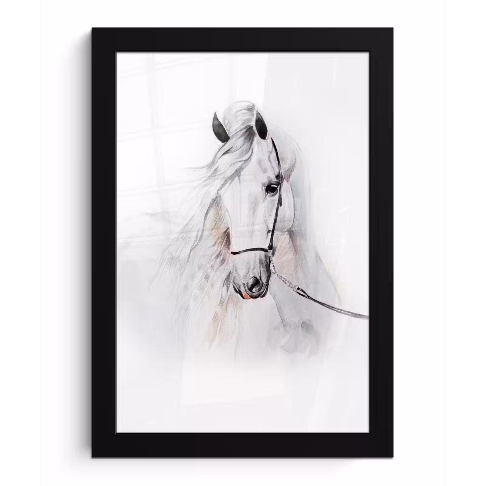 Poster met lijst - Paard - Waterverf - Dieren - Wit — 1