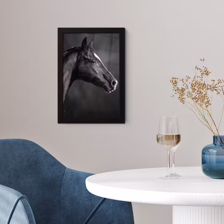 Poster met lijst - Paard - Dieren - Zwart - Wit - Portret — 4