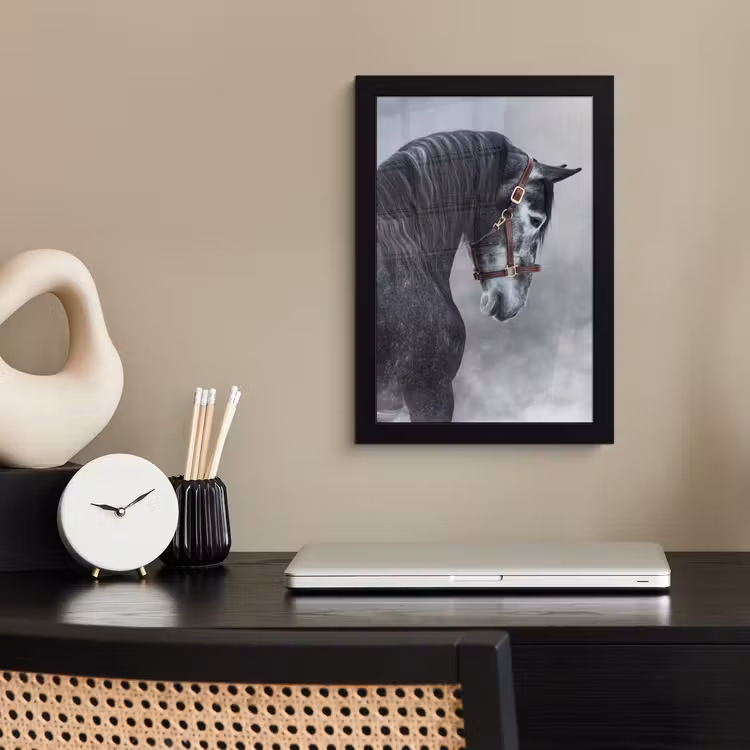 Poster met lijst - Paard - Grijs - Bruin - Dieren - Rook — 2