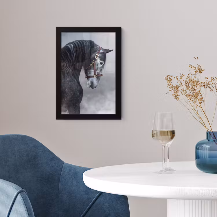 Poster met lijst - Paard - Grijs - Bruin - Dieren - Rook — 4