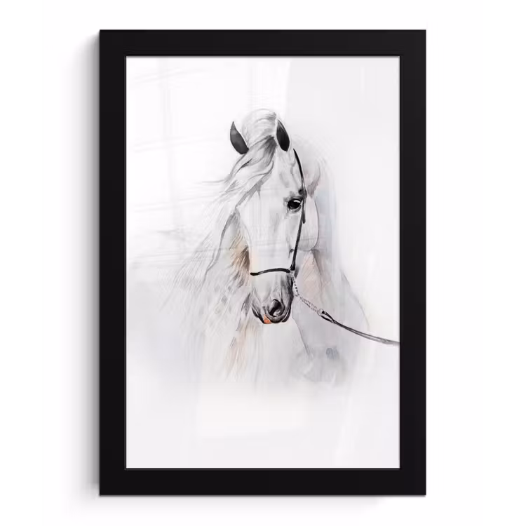 Poster met lijst - Paard - Waterverf - Dieren - Wit — 1
