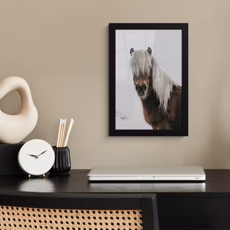 Poster met lijst - Paarden - Dieren - Portret - Bruin - Wit — 2