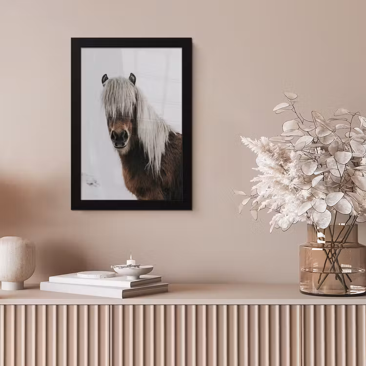 Poster met lijst - Paarden - Dieren - Portret - Bruin - Wit — 5