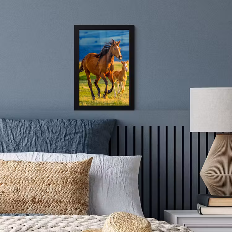 Poster met lijst - Paarden - Gras - Dieren - Landschap - Natuur — 3