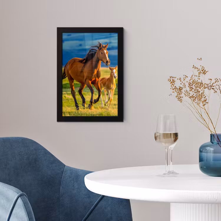 Poster met lijst - Paarden - Gras - Dieren - Landschap - Natuur — 4