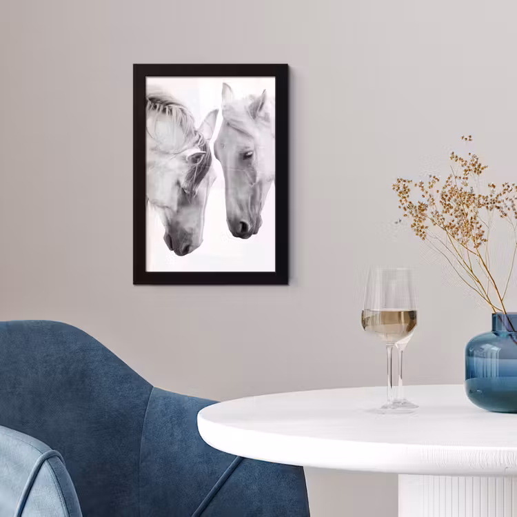 Poster met lijst - Paard - Dieren - Portret - Wit — 4