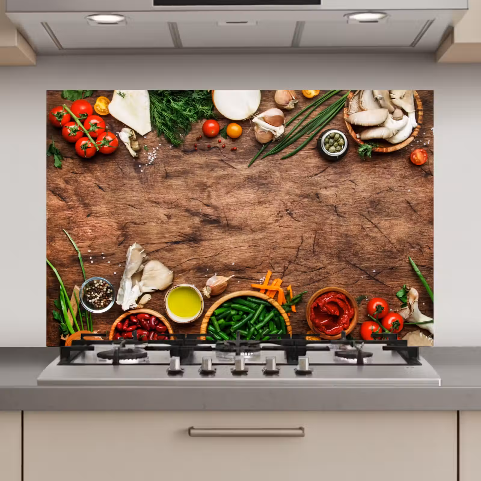 Spatscherm keuken - Kruiden - Groente - Rustiek — 1