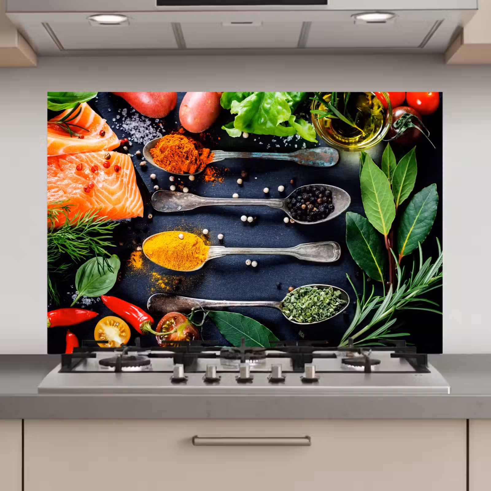 Spatscherm keuken - Kruiden - Lepels - Keuken - Specerijen — 1