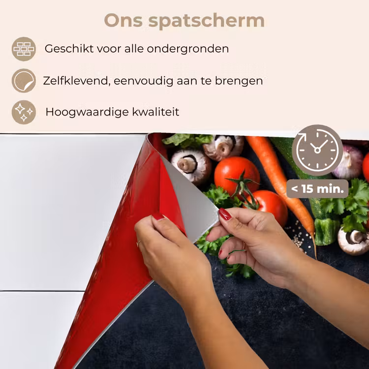 Spatscherm keuken - Groente - Kruiden - Specerijen - Zwart - Rustiek - Keuken — 4