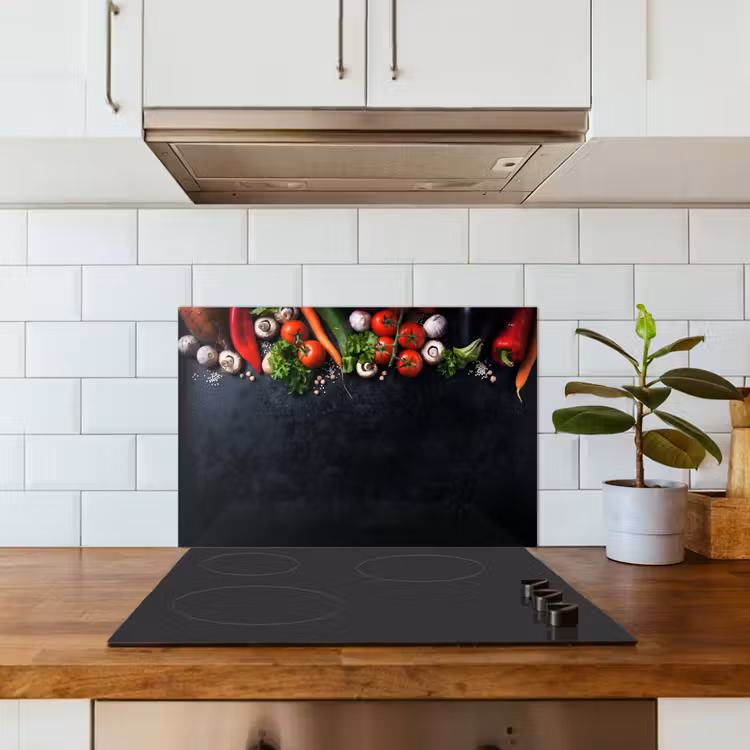 Spatscherm keuken - Groente - Kruiden - Specerijen - Zwart - Rustiek - Keuken — 6