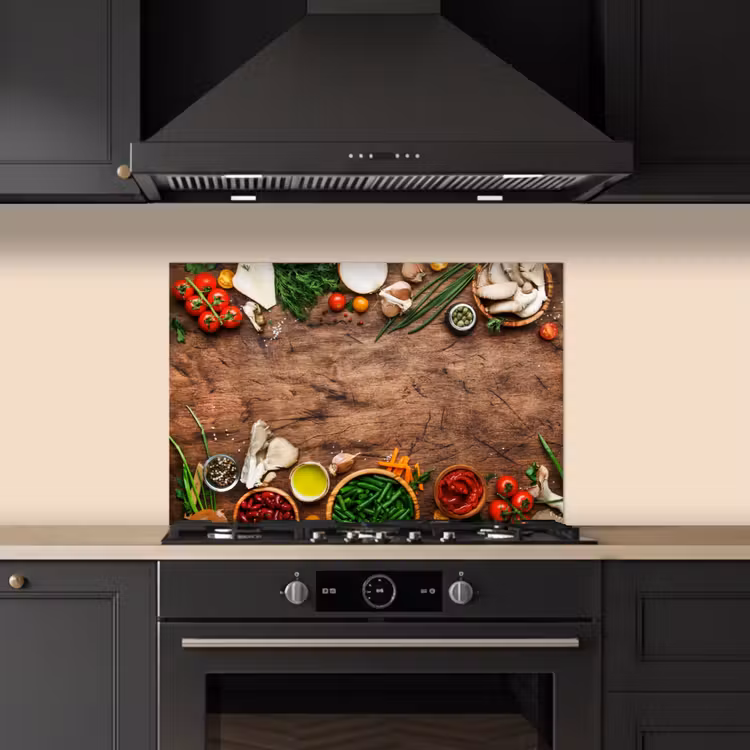 Spatscherm keuken - Kruiden - Groente - Rustiek — 2