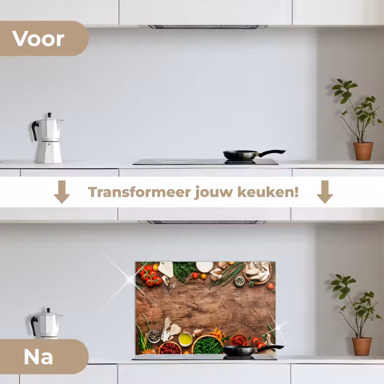 Spatscherm keuken - Kruiden - Groente - Rustiek — 3