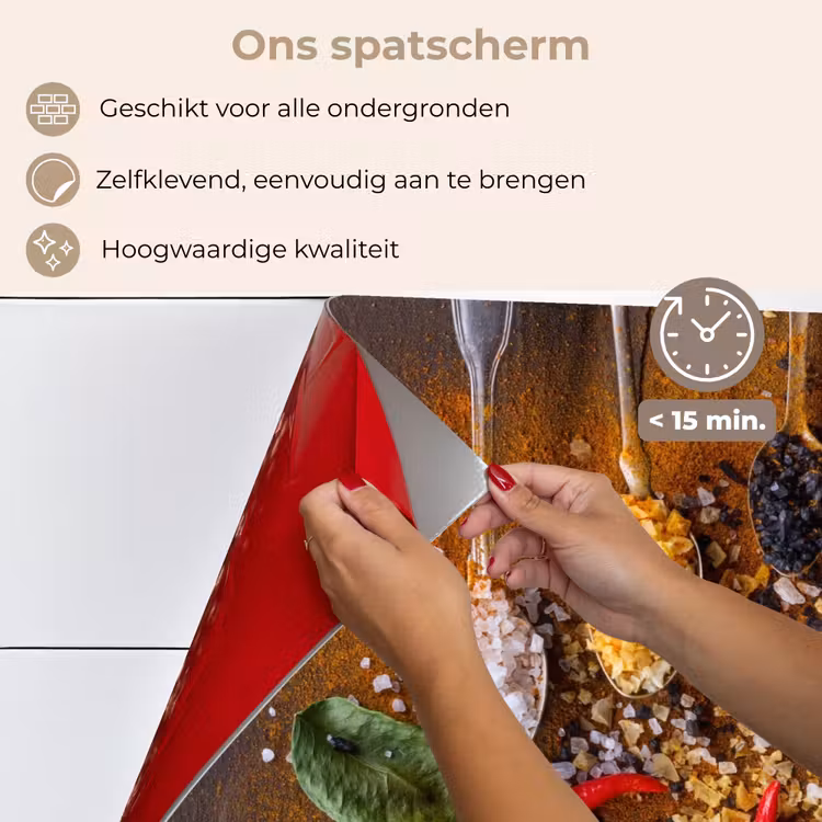 Spatscherm keuken - Lepels - Kruiden - Chilipeper - Specerijen - Zout — 4
