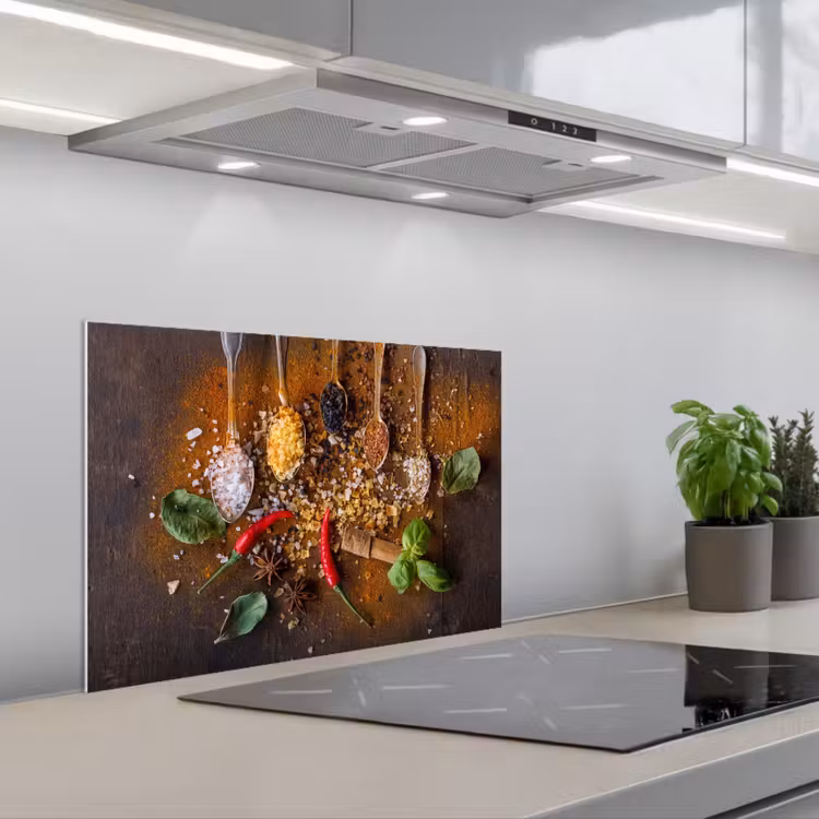 Spatscherm keuken - Lepels - Kruiden - Chilipeper - Specerijen - Zout — 5