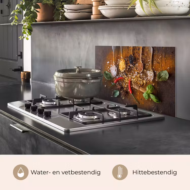 Spatscherm keuken - Lepels - Kruiden - Chilipeper - Specerijen - Zout — 7