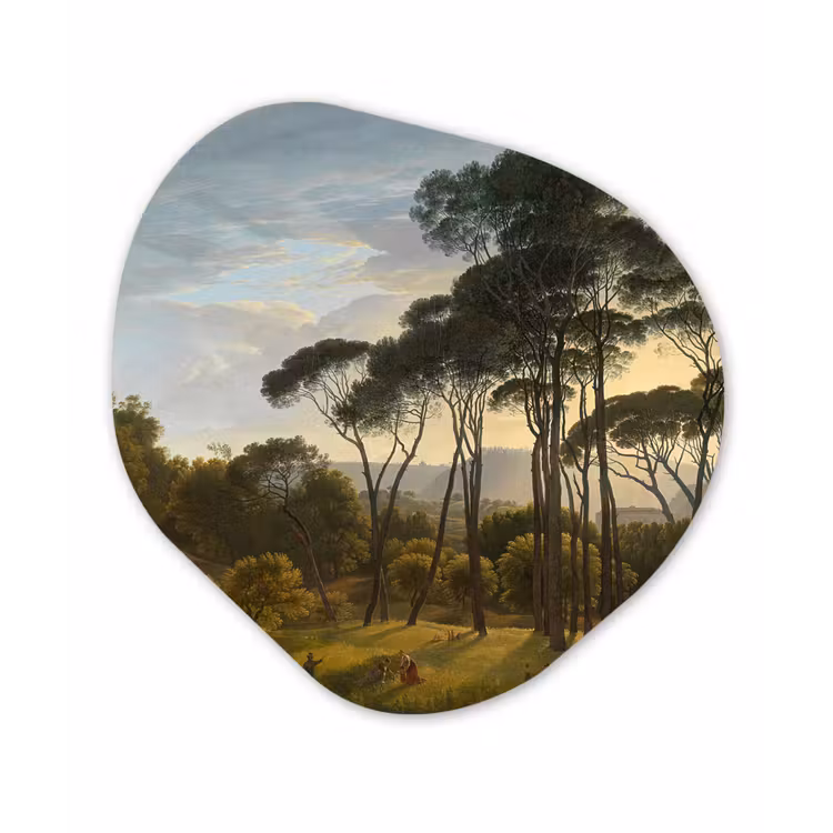 Organische Formen – Aluminium – Italiaans landschap met parasoldennen - Schilderij van Hendrik Voogd — 1
