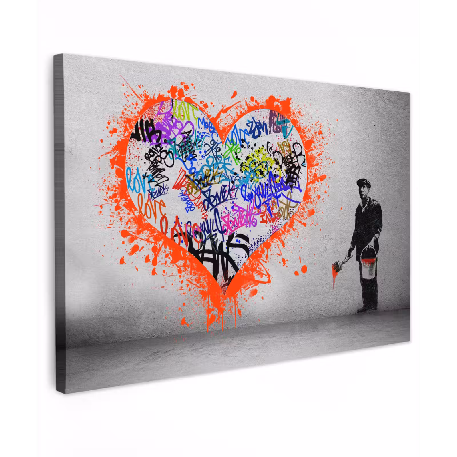 Canvas schilderij - Hart - Graffiti - Man - Regenboog — 1