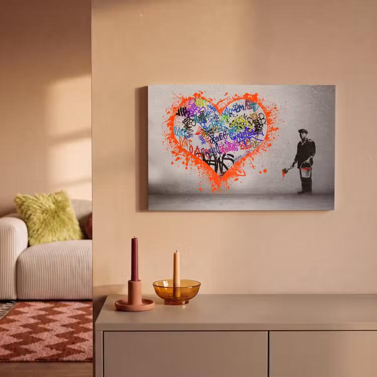 Canvas schilderij - Hart - Graffiti - Man - Regenboog — 2