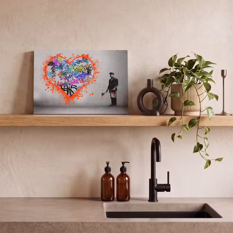 Canvas schilderij - Hart - Graffiti - Man - Regenboog — 4