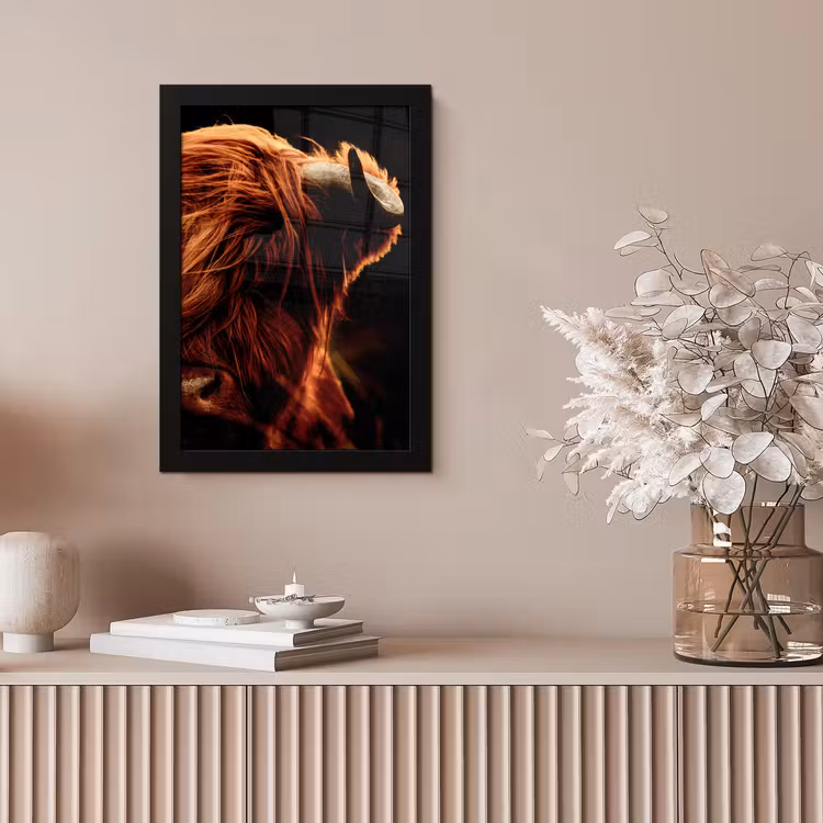Poster met lijst - Schotse hooglander - Koe - Hoorns - Portret - Dieren — 5