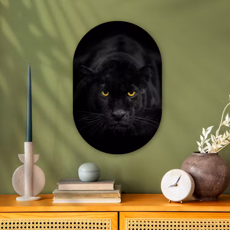 Muurovaal - Panter - Dieren - Zwart - Ogen — 1