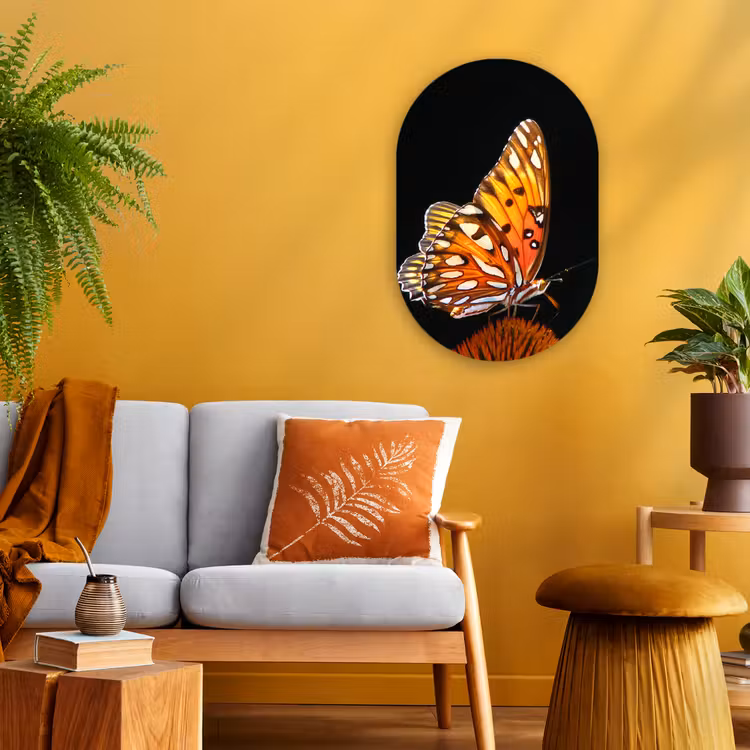 Muurovaal - Vlinder - Bloemen - Insect - Portret - Zwart - Oranje — 3
