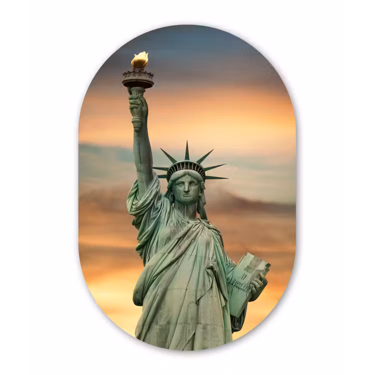 Muurovaal - New York - Vrijheidsbeeld - Zonsondergang — 1