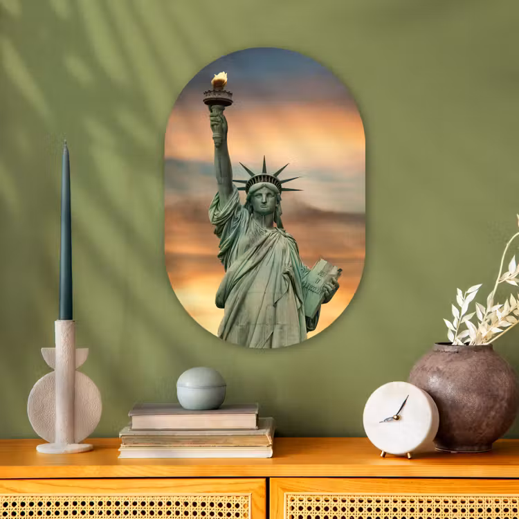 Muurovaal - New York - Vrijheidsbeeld - Zonsondergang — 2