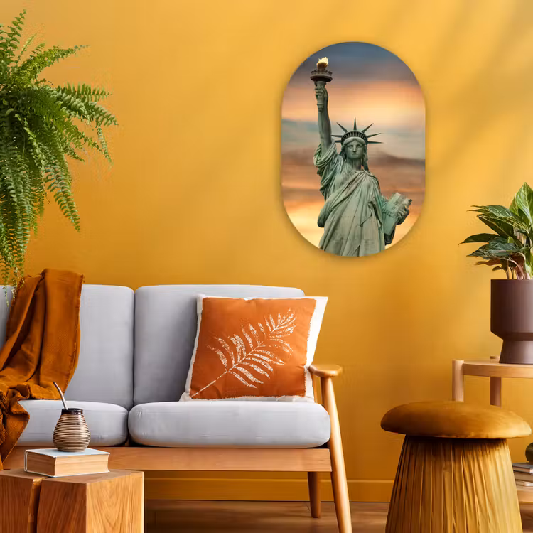 Muurovaal - New York - Vrijheidsbeeld - Zonsondergang — 3