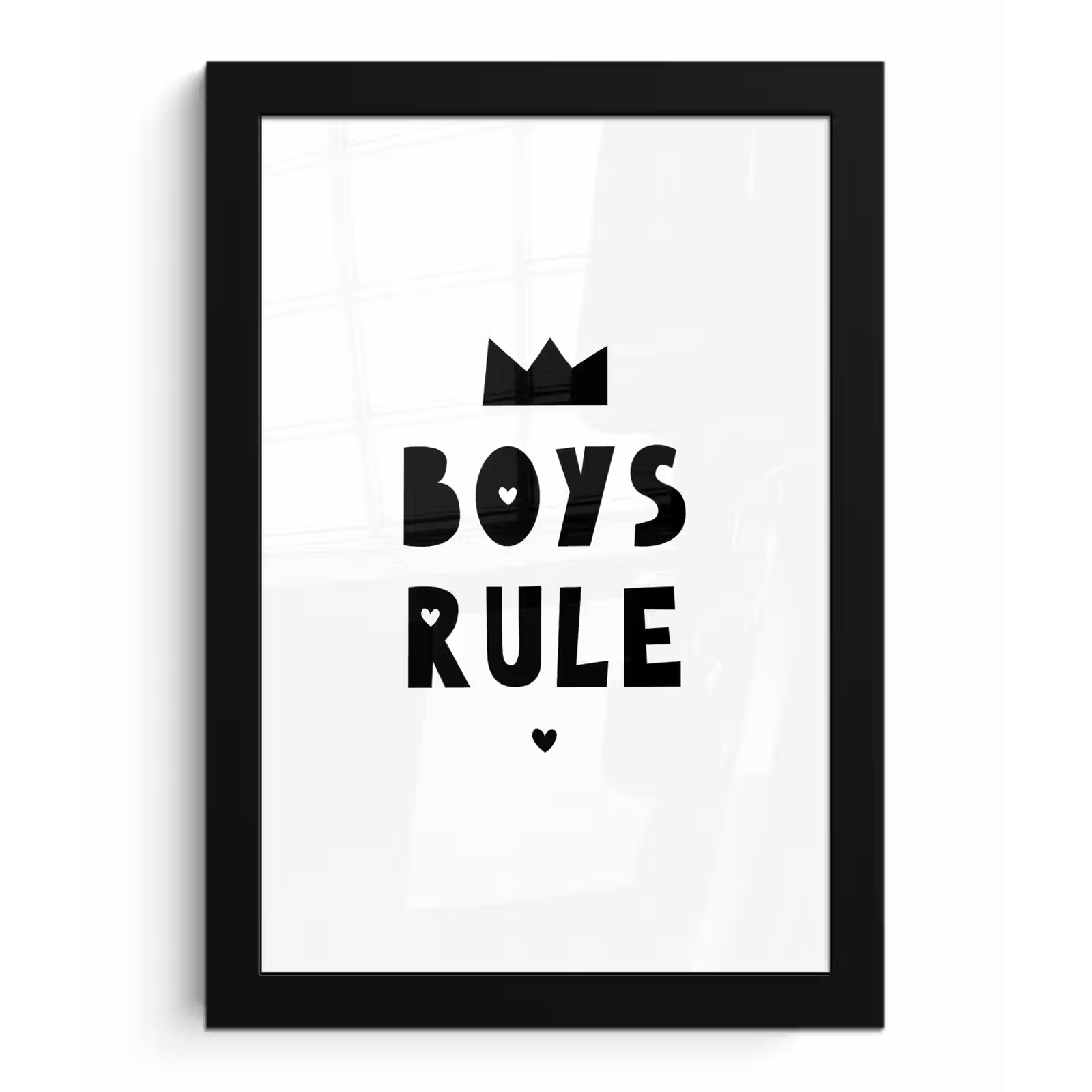 Poster met lijst - Boys Rule - Quotes - Spreuken - Kinderen - Jongens — 1
