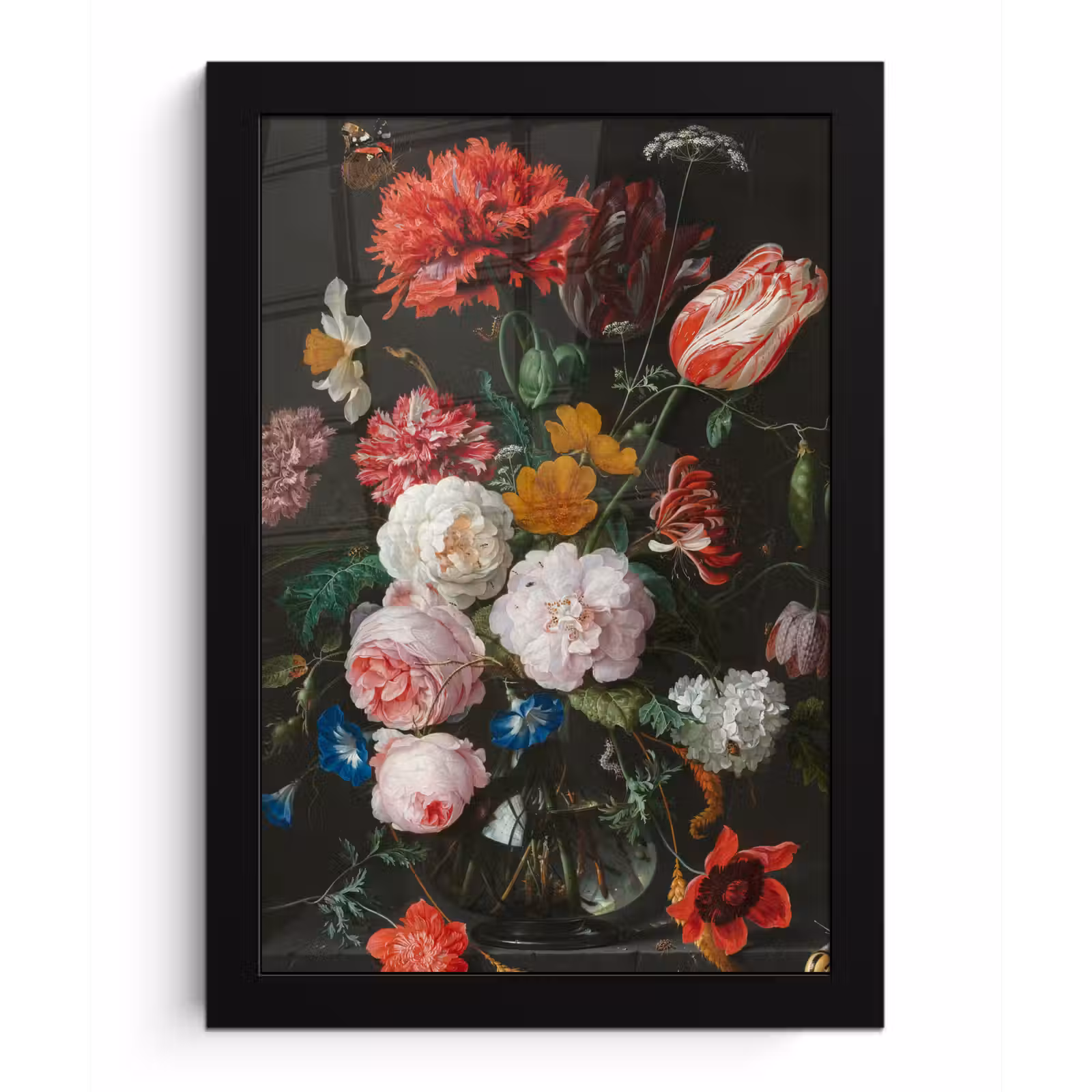 Poster met lijst - Stilleven met bloemen in een glazen vaas - Schilderij van Jan Davidsz. de Heem — 1
