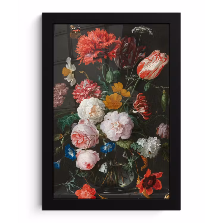 Poster met lijst - Stilleven met bloemen in een glazen vaas - Schilderij van Jan Davidsz. de Heem — 1