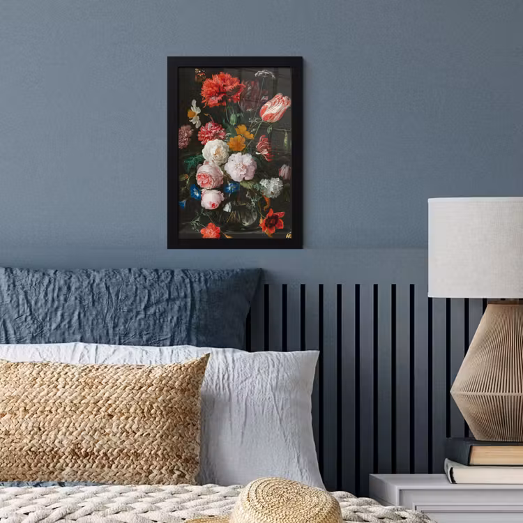 Poster met lijst - Stilleven met bloemen in een glazen vaas - Schilderij van Jan Davidsz. de Heem — 3