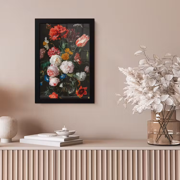 Poster met lijst - Stilleven met bloemen in een glazen vaas - Schilderij van Jan Davidsz. de Heem — 5
