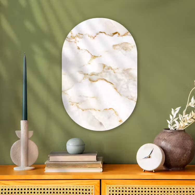 Muurovaal - Marmer - Kalk - Goud - Luxe - Marmerlook - Wit — 3