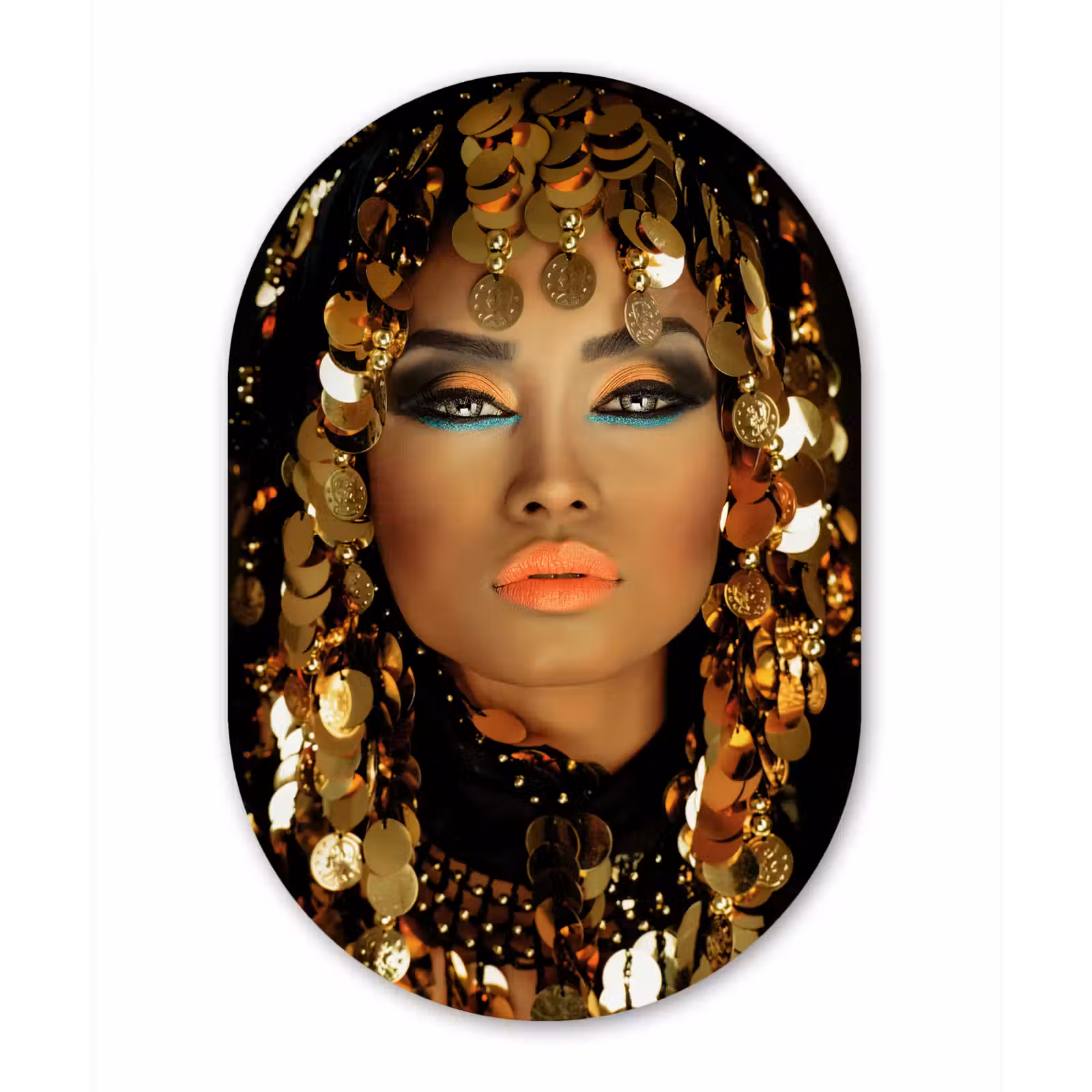 Muurovaal - Vrouw - Cleopatra - Goud - Sieraden - Make up - Luxe — 1