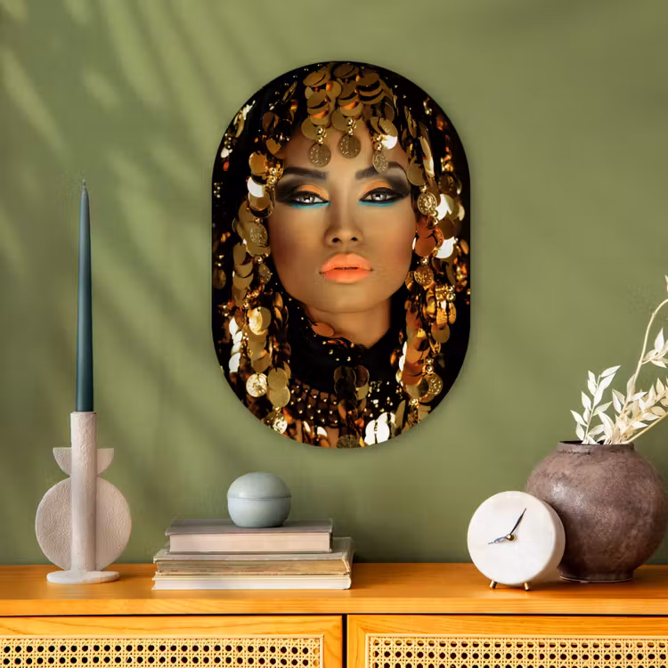 Muurovaal - Vrouw - Cleopatra - Goud - Sieraden - Make up - Luxe — 2