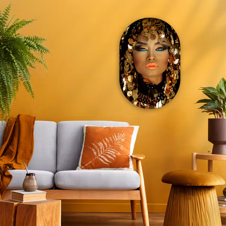 Muurovaal - Vrouw - Cleopatra - Goud - Sieraden - Make up - Luxe — 3
