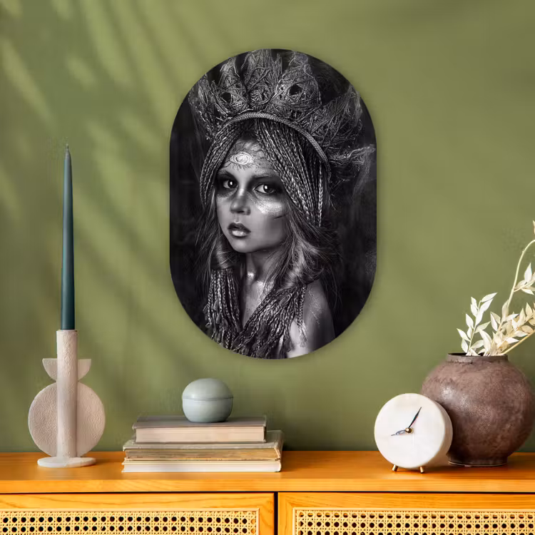 Muurovaal - Vrouw - Zwart - Wit — 2