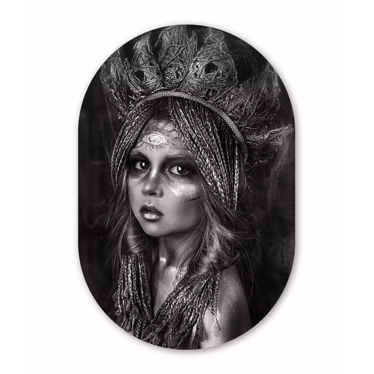 Muurovaal - Vrouw - Zwart - Wit — 3
