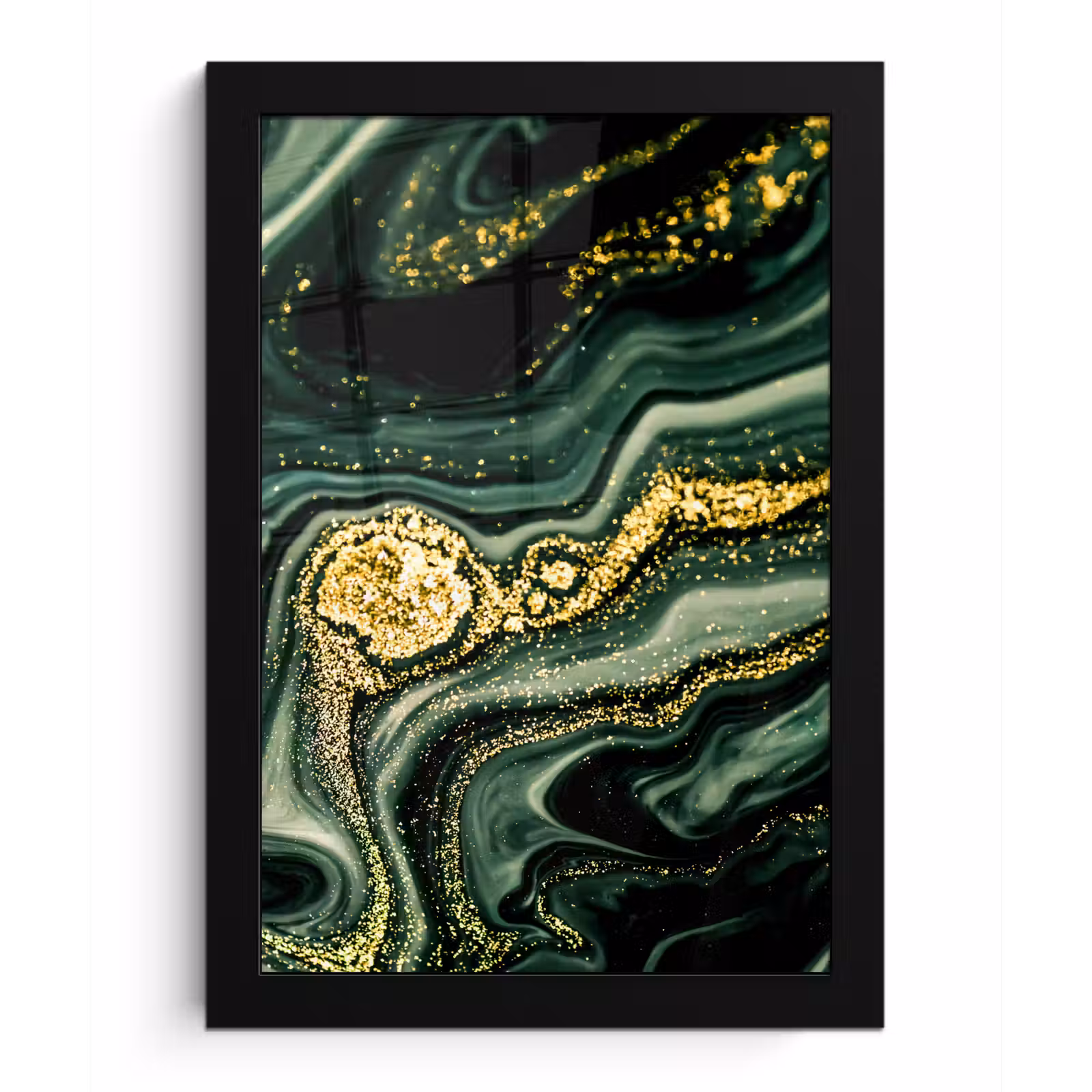 Poster met lijst - Marmer - Goud - Glitter - Groen - Marmerlook - Luxe — 1
