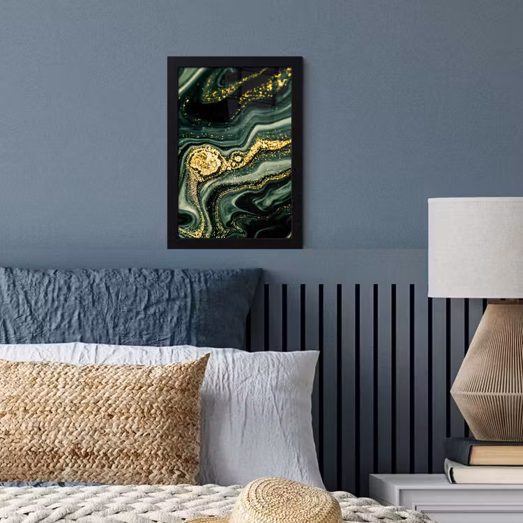 Poster met lijst - Marmer - Goud - Glitter - Groen - Marmerlook - Luxe — 3