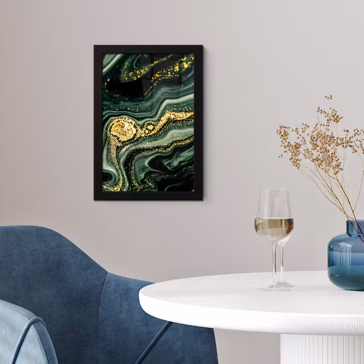 Poster met lijst - Marmer - Goud - Glitter - Groen - Marmerlook - Luxe — 4