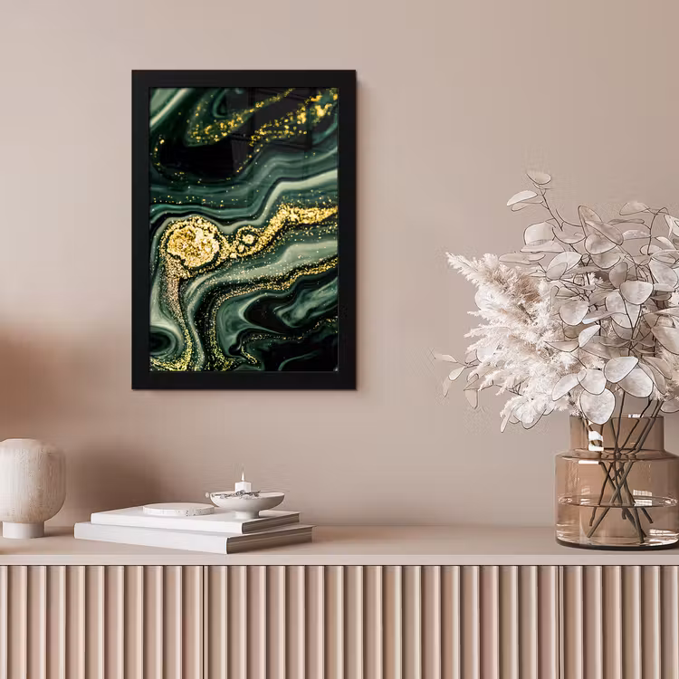 Poster met lijst - Marmer - Goud - Glitter - Groen - Marmerlook - Luxe — 5