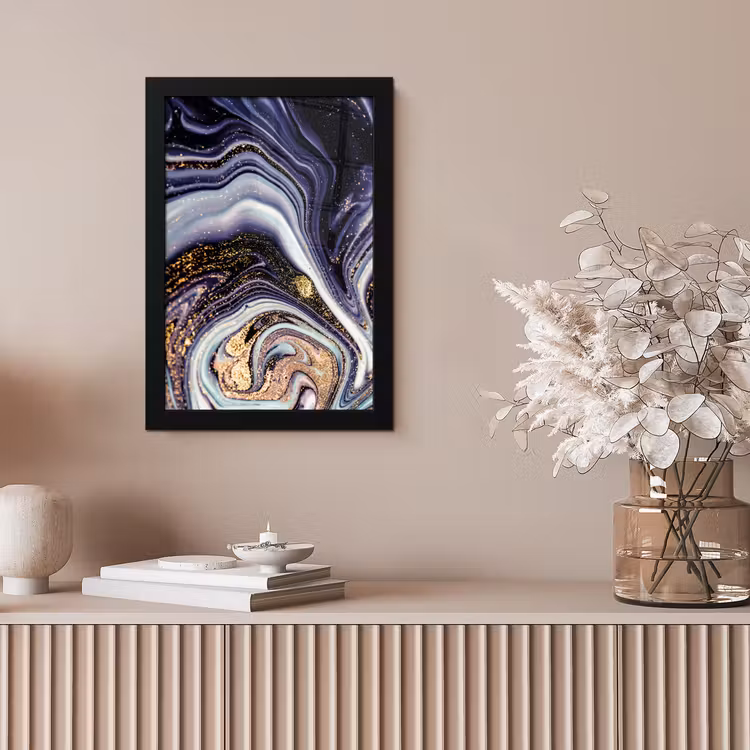 Poster met lijst - Marmer - Paars - Luxe - Marmerlook - Glitter — 5
