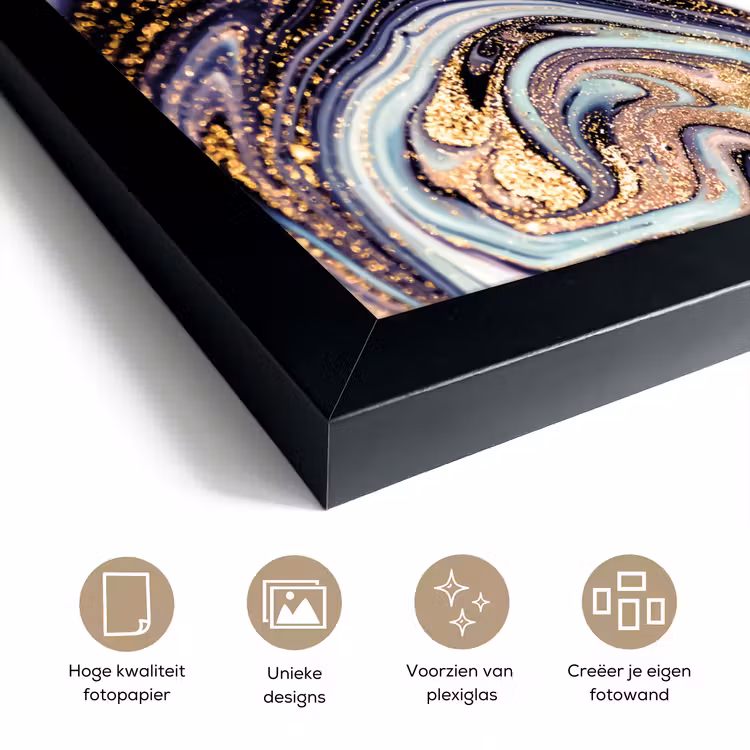 Poster met lijst - Marmer - Paars - Luxe - Marmerlook - Glitter — 6