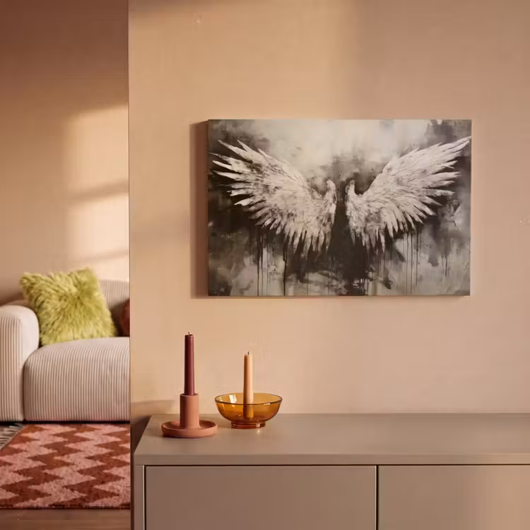 Canvas schilderij - Engel - Vleugels - Zwart - Wit — 2