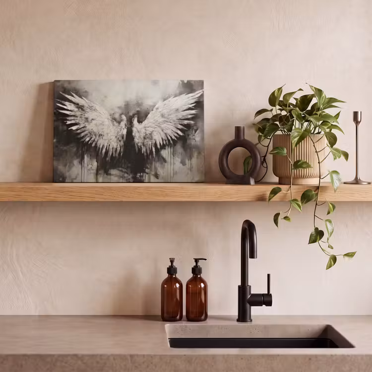 Canvas schilderij - Engel - Vleugels - Zwart - Wit — 4
